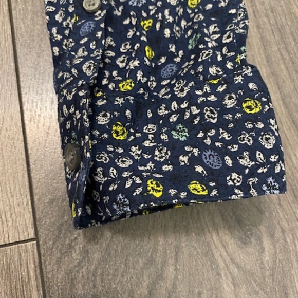 John Varvatos Blue Floral Cotton Button Up Shirt Size L - Picture 3 of 9
